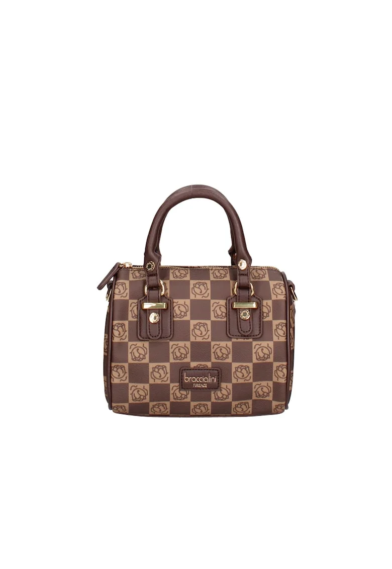 BRACCIAINI, Geanta crossbody de piele ecologica cu model, Maro cognac