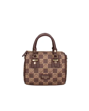 BRACCIAINI, Geanta crossbody de piele ecologica cu model, Maro cognac