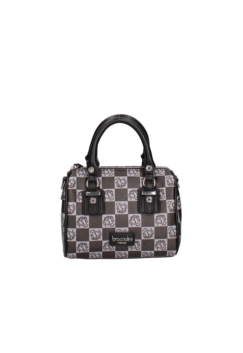 BRACCIAINI, Geanta crossbody de piele ecologica cu model, Negru