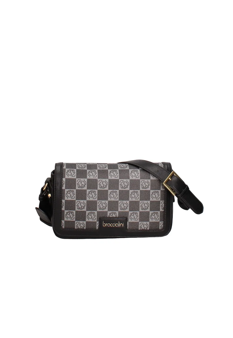 BRACCIAINI, Geanta crossbody de piele ecologica, Negru