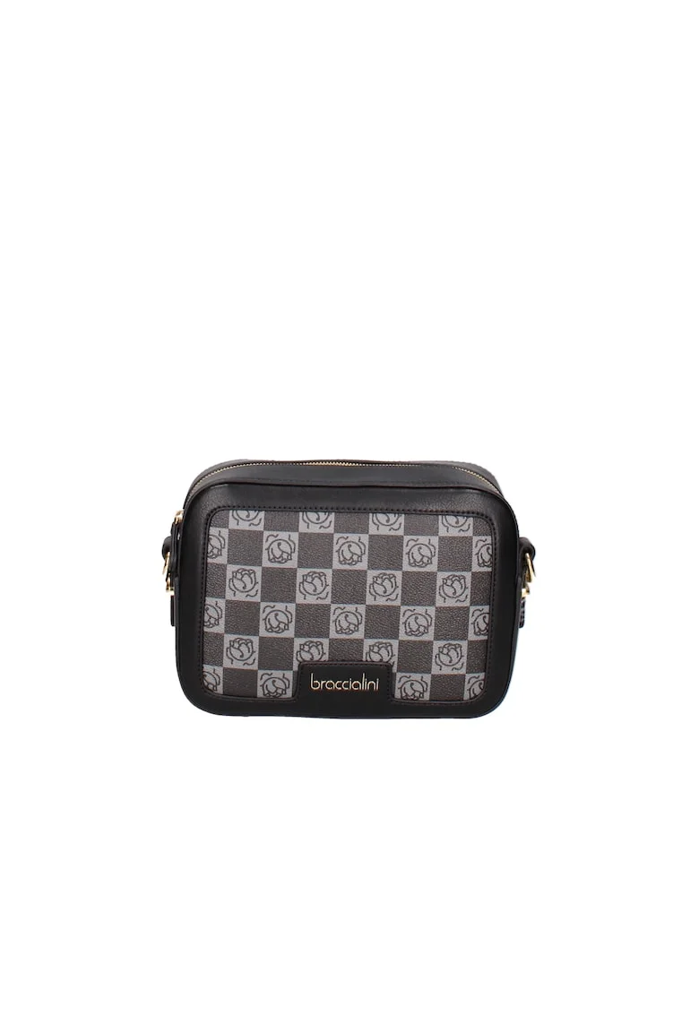 Geanta crossbody cu imprimeu, Negru