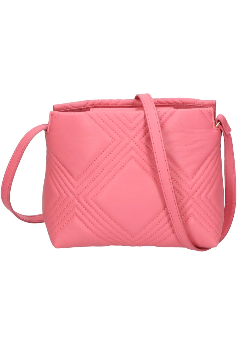 Geanta crossbody de piele, cu design matlasat, Roz