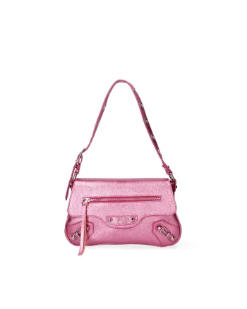 Geanta crossbody de piele cu tinte, Fucsia