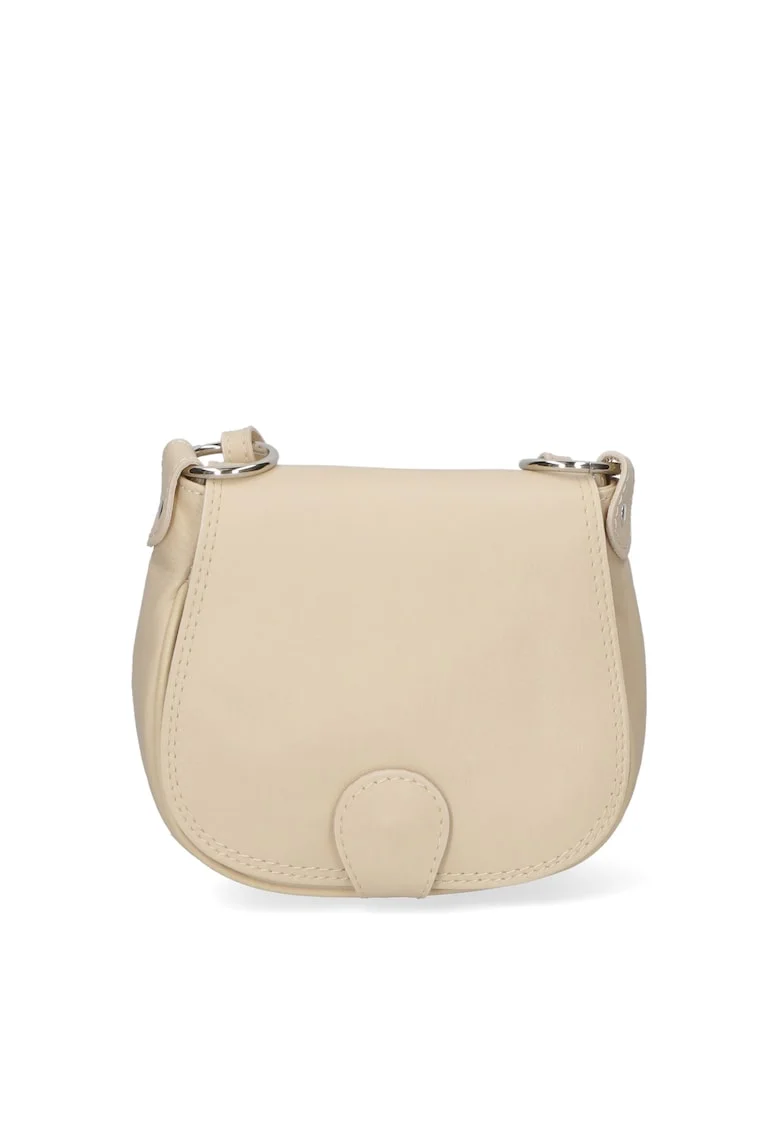 Geanta crossbody de piele cu clapa, Alb fildes
