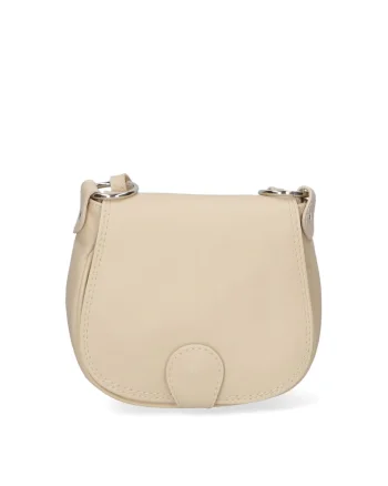 Geanta crossbody de piele cu clapa, Alb fildes