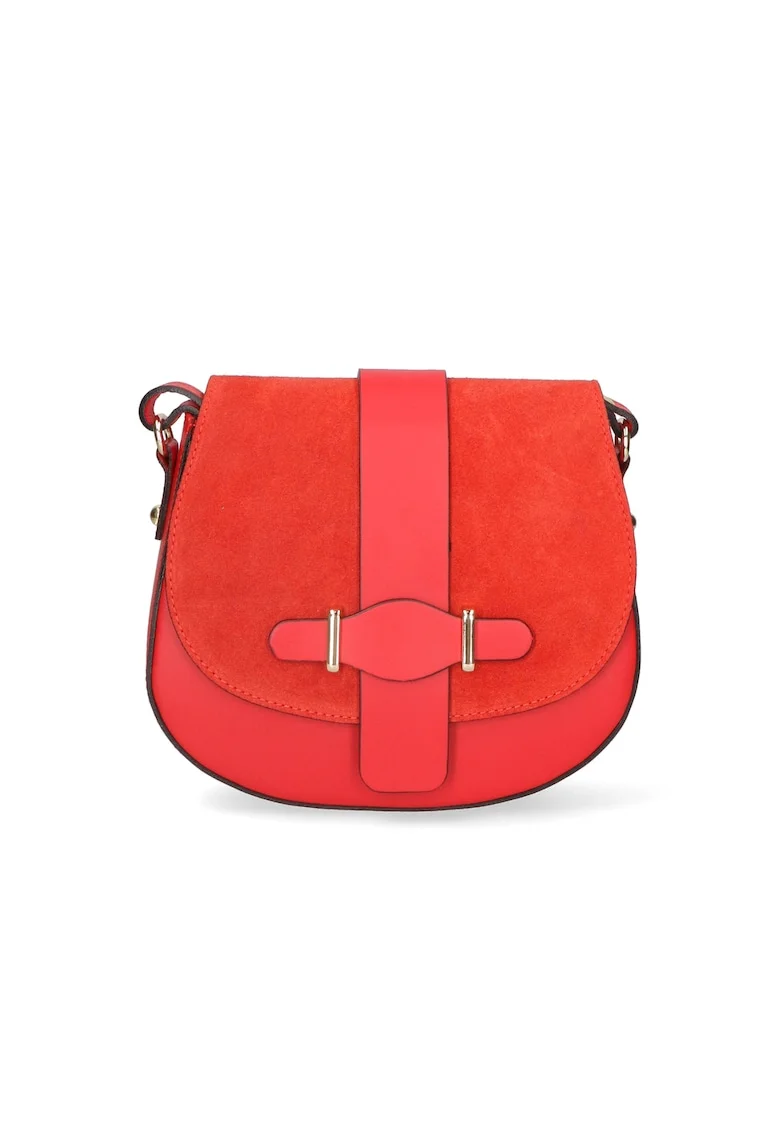 Geanta crossbody de piele, Rosu inchis