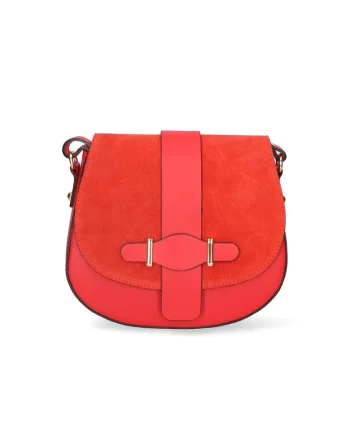 Geanta crossbody de piele, Rosu inchis
