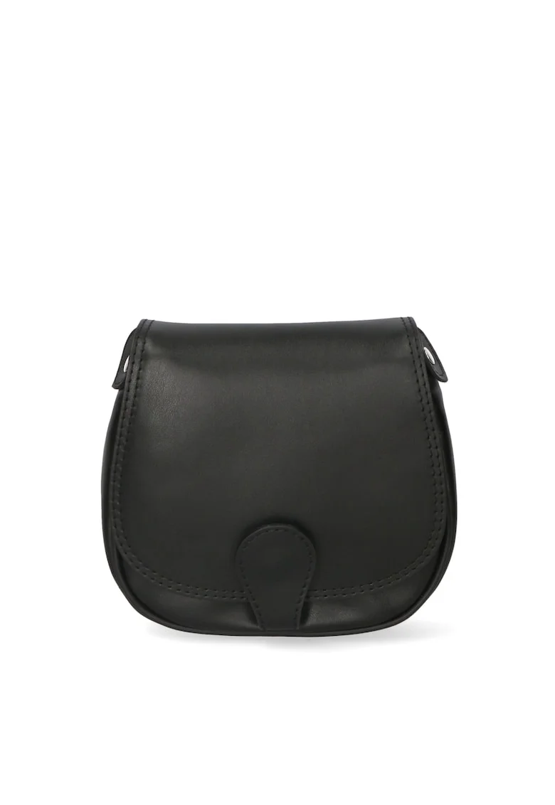 Geanta crossbody de piele cu clapa, Negru