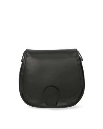 Geanta crossbody de piele cu clapa, Negru