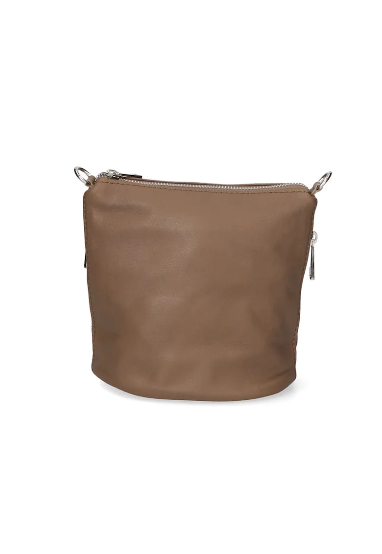 Geanta crossbody de piele, Maro taupe