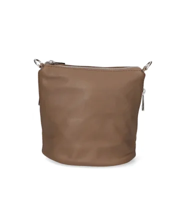 Geanta crossbody de piele, Maro taupe