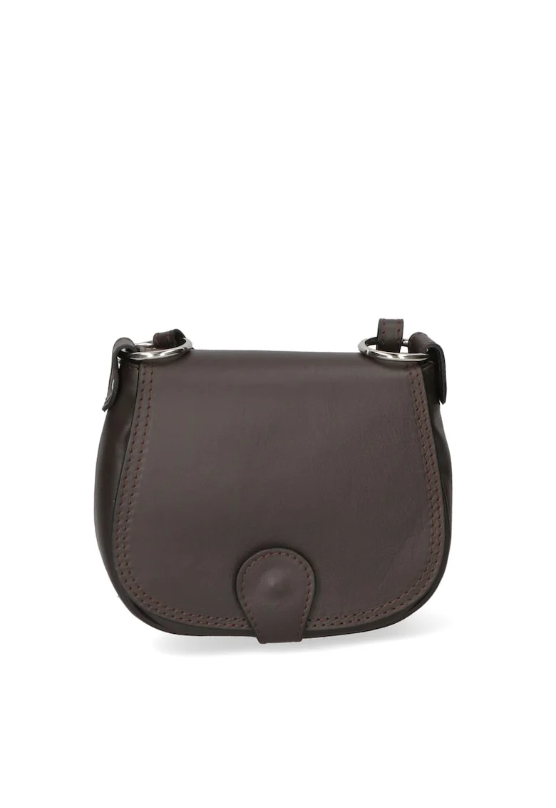 Geanta crossbody de piele cu clapa, Maro inchis