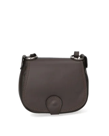 Geanta crossbody de piele cu clapa, Maro inchis