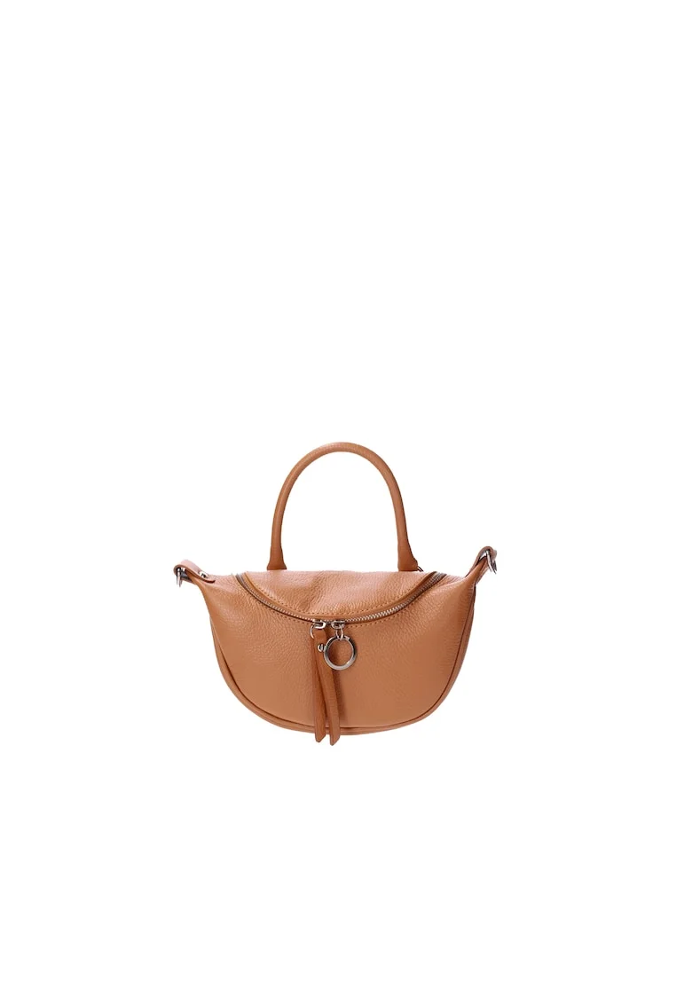 Geanta crossbody de piele, Caramel