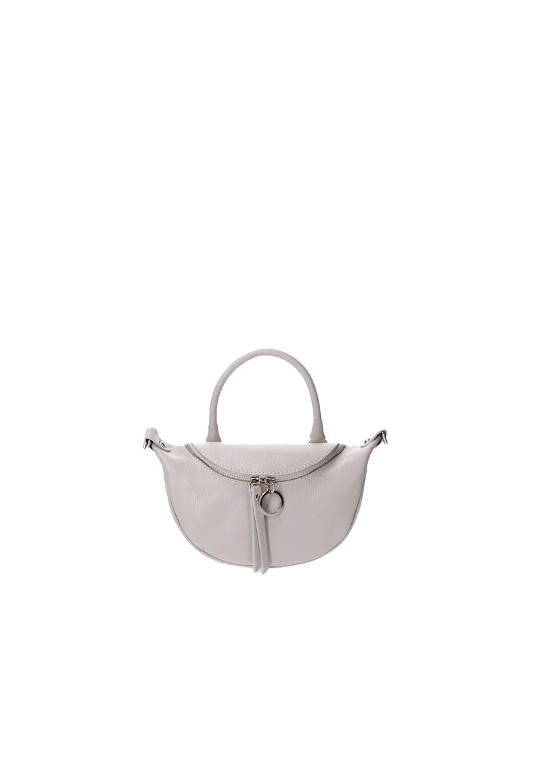 Geanta crossbody de piele, Gri deschis