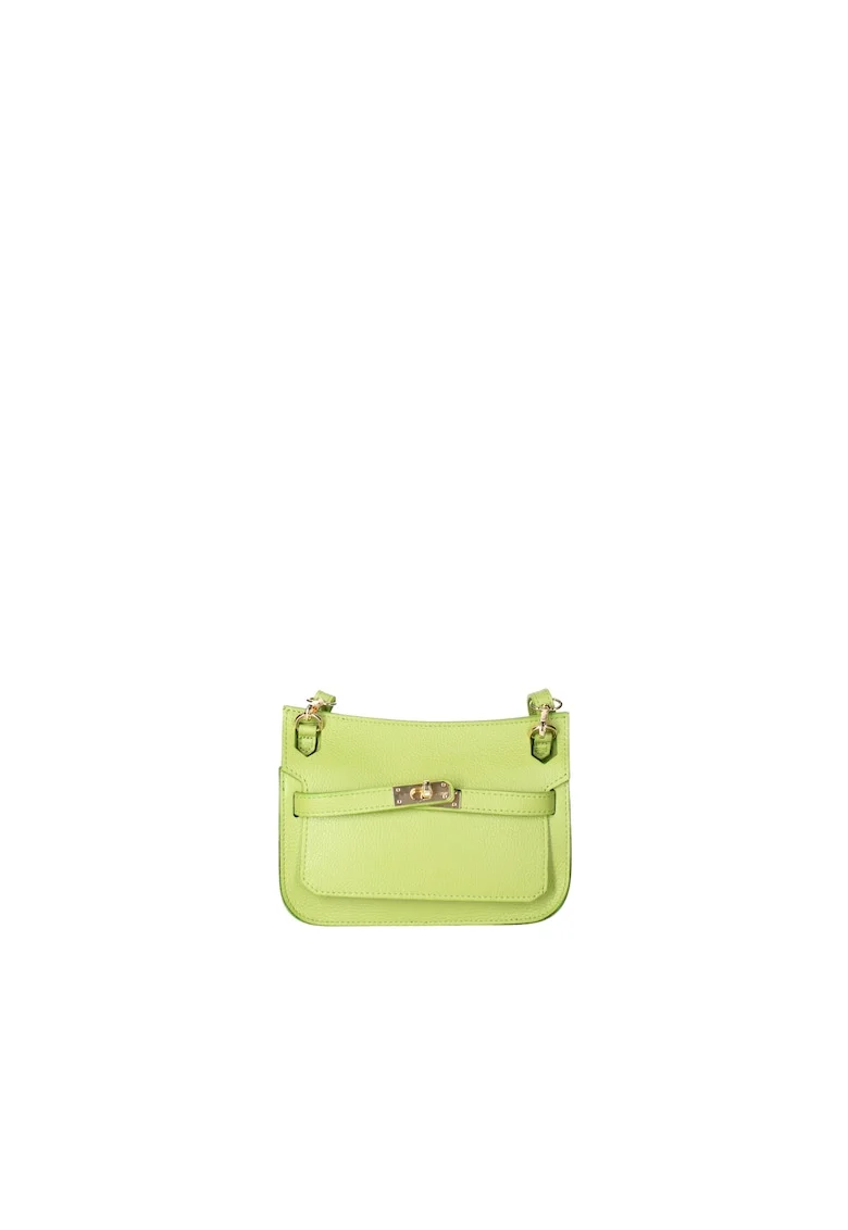 Geanta crossbody de piele cu bareta detasabila, Verde