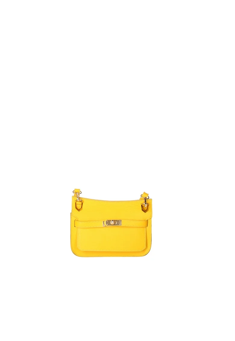 Geanta crossbody de piele cu bareta detasabila, Galben