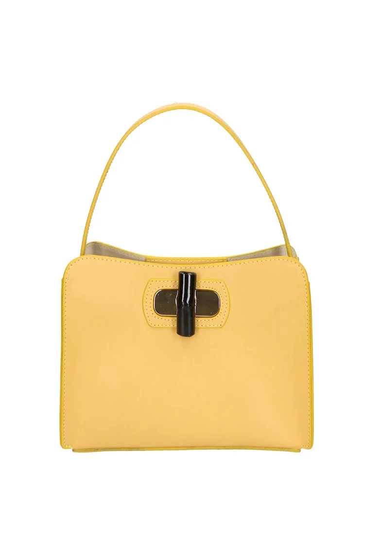 Geanta crossbody de piele, Galben deschis