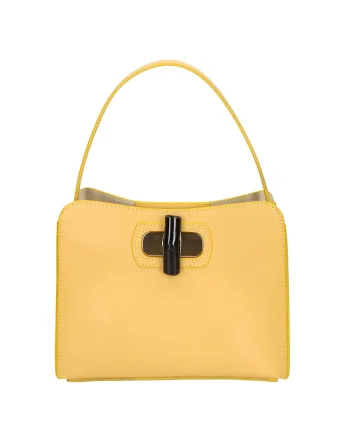 Geanta crossbody de piele, Galben deschis