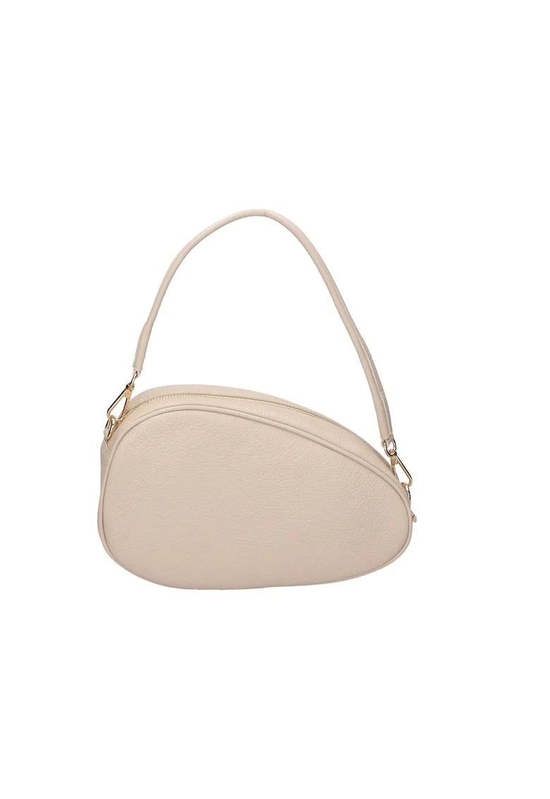 Geanta crossbody de piele cu maner detasabil, Alb fildes