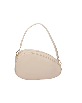 Geanta crossbody de piele cu maner detasabil, Alb fildes
