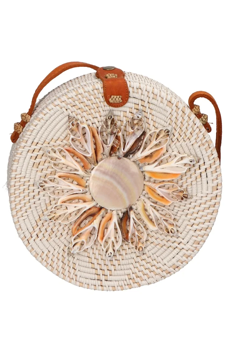Geanta crossbody din paie, Maro nisip