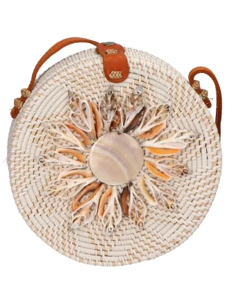 Geanta crossbody din paie, Maro nisip