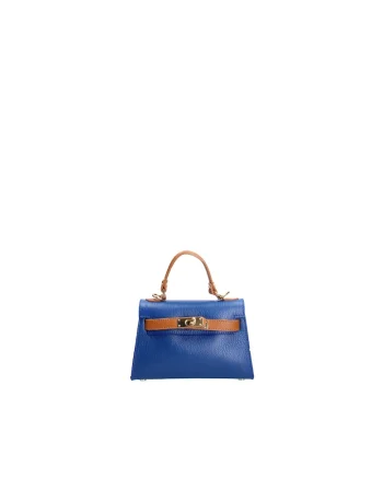 Geanta crossbody din piele, Albastru royal/Caramel