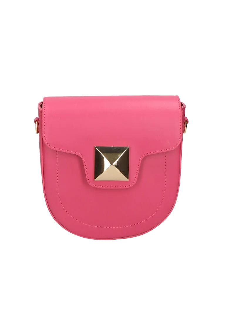 Geanta crossbody din piele cu bareta detasabila, Fucsia