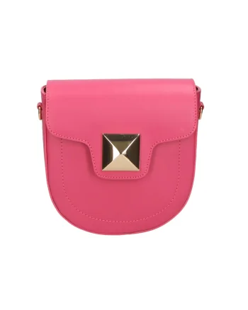 Geanta crossbody din piele cu bareta detasabila, Fucsia