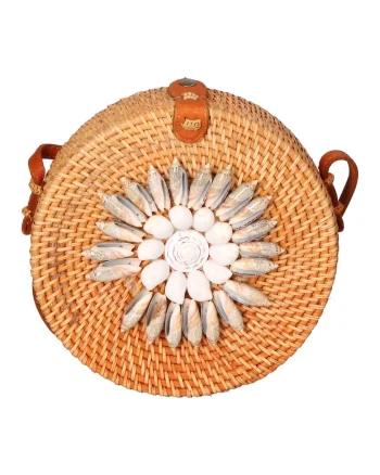 Geanta crossbody din paie, Alb/Bej
