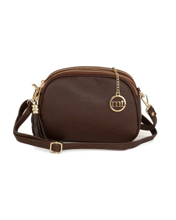 Geanta crossbody din piele cu trei compartimente Gradisca, Maro cognac