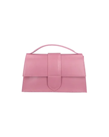 Geanta crossbody de piele, Roz pal