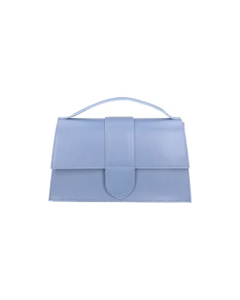 Geanta crossbody de piele, Albastru pastel