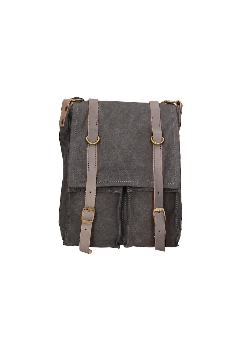 Geanta crossbody unisex cu buzunare cu fermoar, Negru
