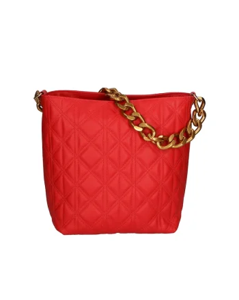 Geanta crossbody de piele cu garnituri cusute, Rosu inchis