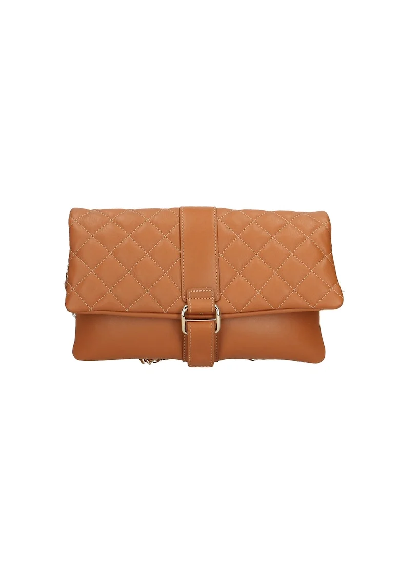 Geanta crossbody matlasata din piele cu bareta din lant