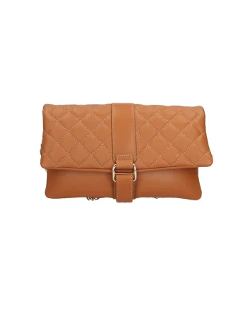Geanta crossbody matlasata din piele cu bareta din lant
