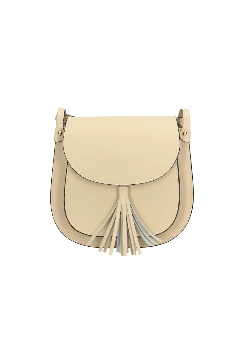 Geanta crossbody de piele cu clapa, Bej