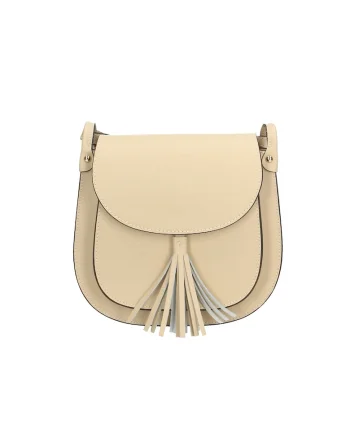 Geanta crossbody de piele cu clapa, Bej