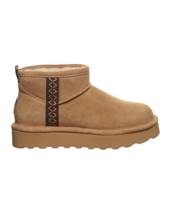 Ghete slip-on flatform din piele intoarsa, Maro inchis/Maro nisip