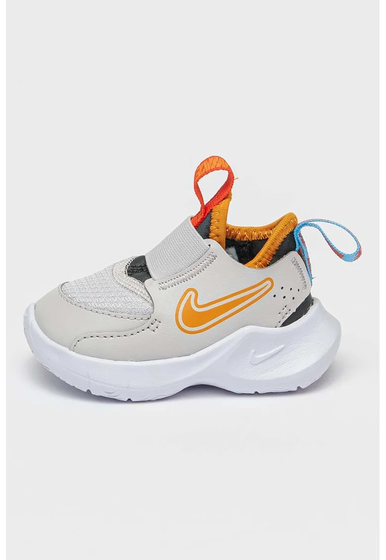 Pantofi sport slip-on cu logo, Gri deschis/Portocaliu/Alb optic
