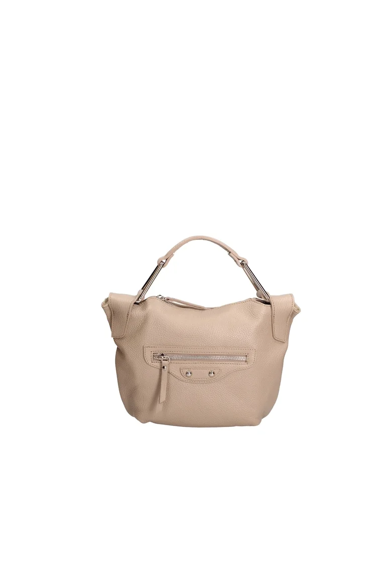 Geanta crossbody din piele cu bareta ajustabila, Maro taupe