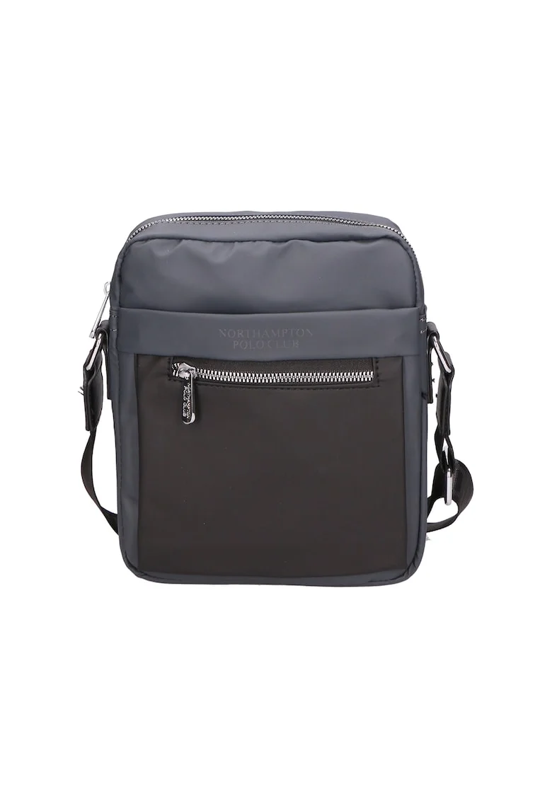 Geanta crossbody cu logo, Negru, Gri