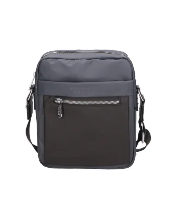 Geanta crossbody cu logo, Negru, Gri