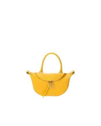 Geanta crossbody de piele cu bareta detasabila, Galben