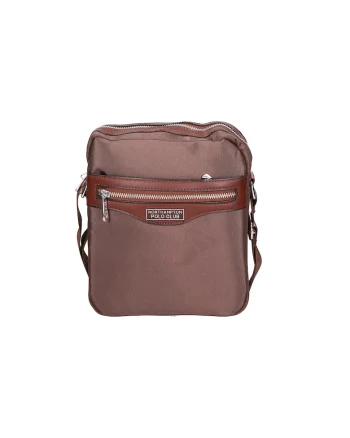 Geanta crossbody de material textil, Maro
