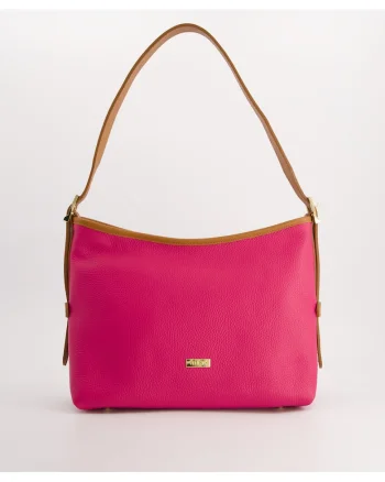 Geanta dama,  crossbody, piele naturala, roz, 23x31x13cm