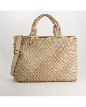 Geanta crossbody dama,  piele naturala, bej, 34x45x14cm, inaltime manere 43cm