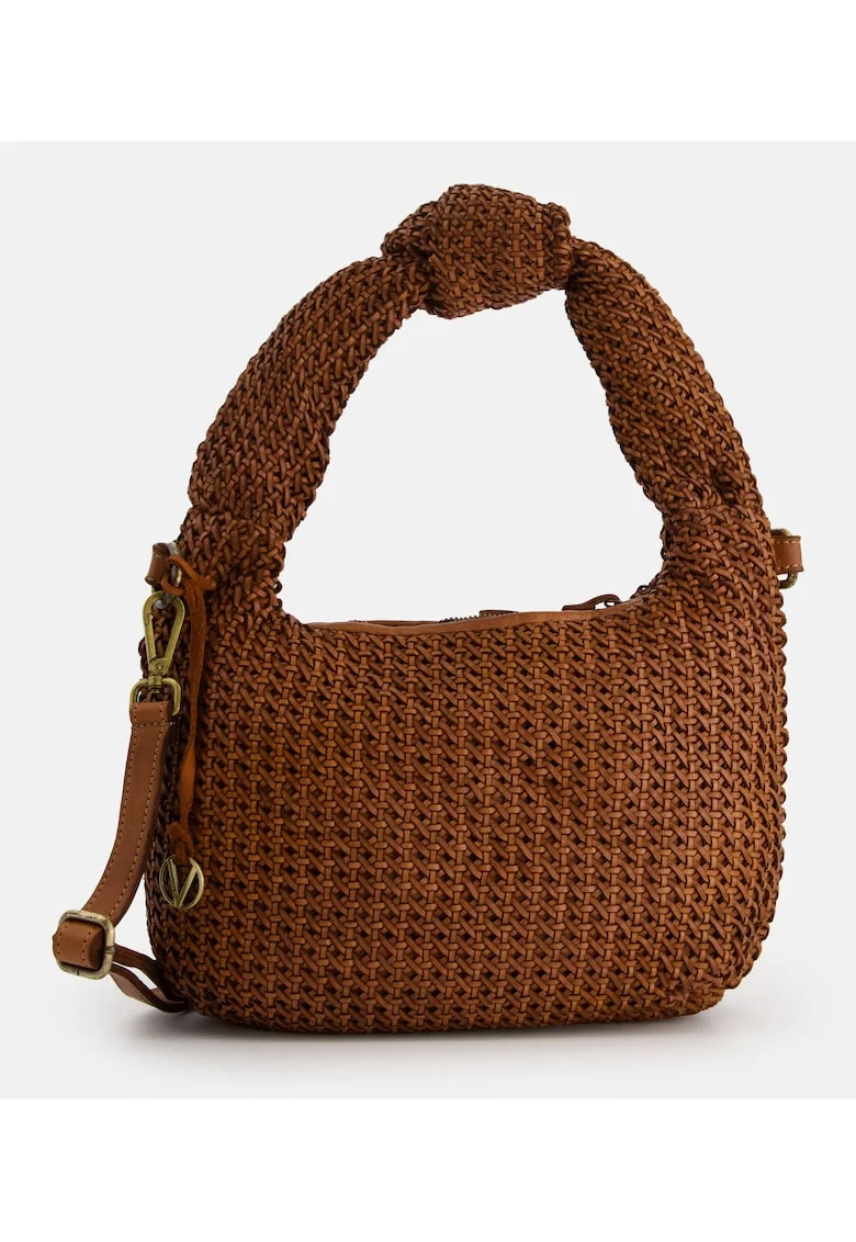Geanta crossbody  din piele naturala, maro, dimensiuni 23x34x9cm, cu curea reglabila, buzunare interioare.